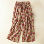 Liora — Women's Linen Wide - Leg Pants with Adjustable Waist (XS ) - | Zavonix