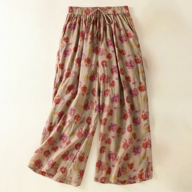 Liora — Women's Linen Wide - Leg Pants with Adjustable Waist (XS ) - | Zavonix