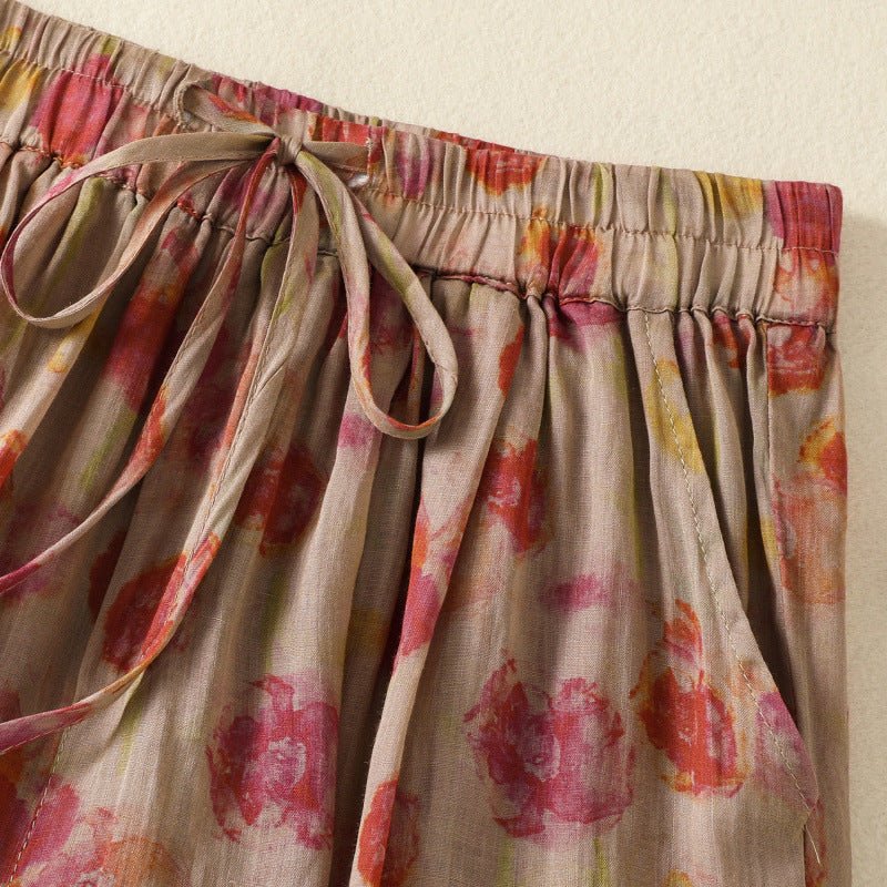 Liora — Women's Linen Wide - Leg Pants with Adjustable Waist (XS ) - | Zavonix