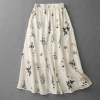 Liora — Lightweight Linen Skirt with Wildflower Motifs (XS ) - | Zavonix