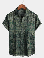 Lioran — Men's Lightweight Retro Paisley Short Sleeve Shirt (Green S) - short | Zavonix