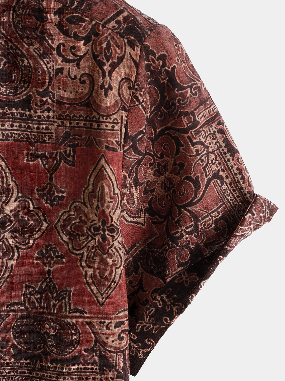 Lioran — Men's Lightweight Retro Paisley Short Sleeve Shirt (Brown S) - short | Zavonix
