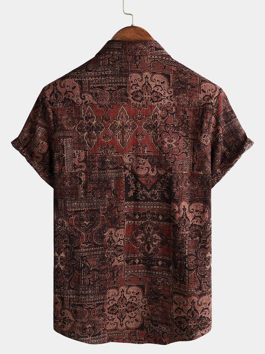 Lioran — Men's Lightweight Retro Paisley Short Sleeve Shirt - short - Zavonix
