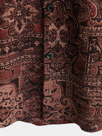 Lioran — Men's Lightweight Retro Paisley Short Sleeve Shirt (Brown S) - short | Zavonix