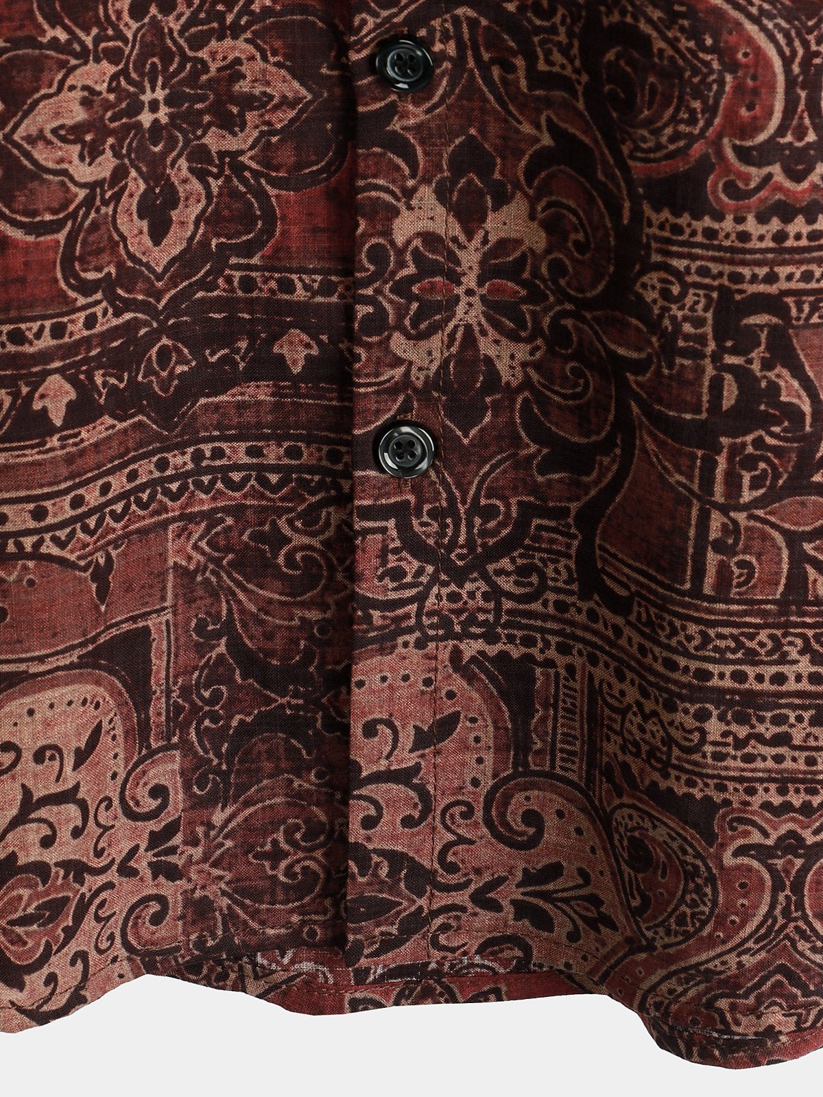 Lioran — Men's Lightweight Retro Paisley Short Sleeve Shirt (Brown S) - short | Zavonix