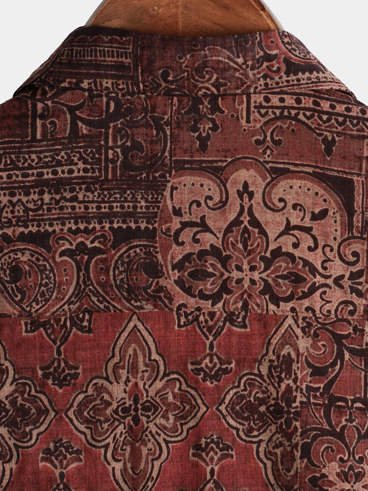 Lioran — Men's Lightweight Retro Paisley Short Sleeve Shirt (Brown S) - short | Zavonix