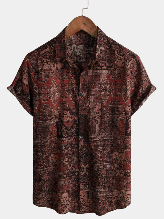 Lioran — Men's Lightweight Retro Paisley Short Sleeve Shirt - short - Zavonix