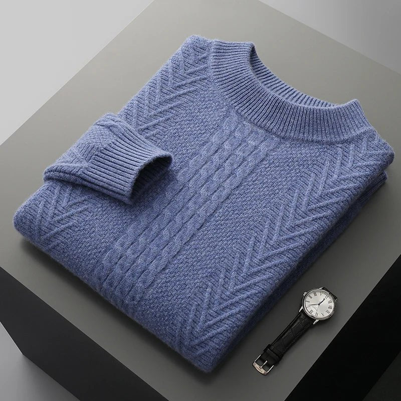 Lioran Sweater — Merino Wool Knitwear with Tailored Fit for Cold Weather (Blue S) - | Zavonix