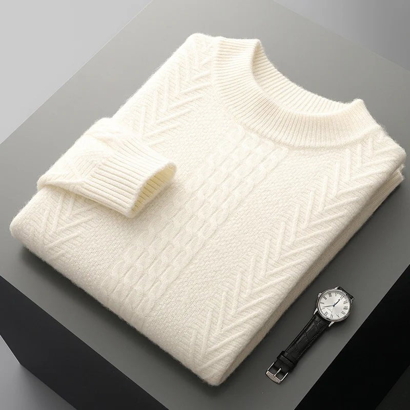 Lioran Sweater — Merino Wool Knitwear with Tailored Fit for Cold Weather (White S) - | Zavonix