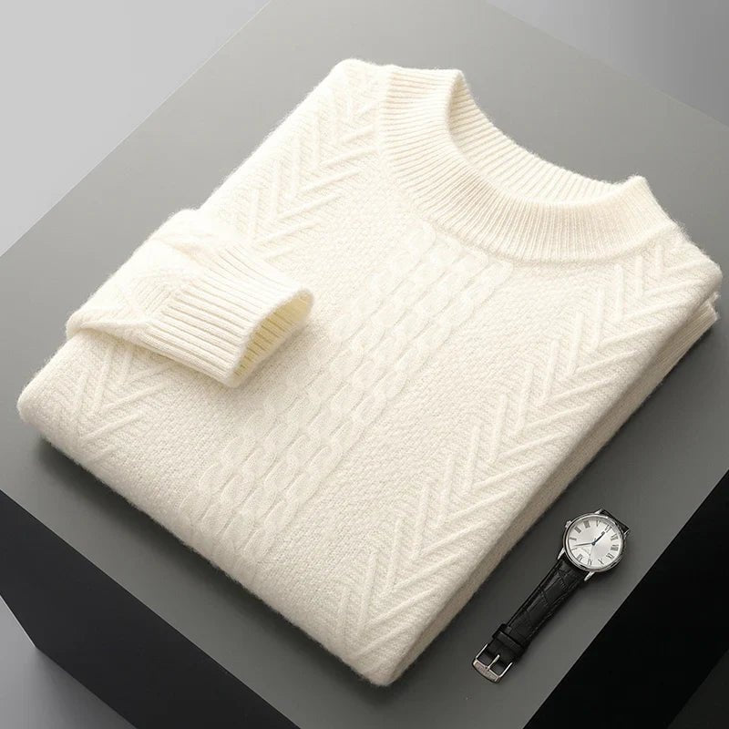 Lioran Sweater — Merino Wool Knitwear with Tailored Fit for Cold Weather (White S) - | Zavonix