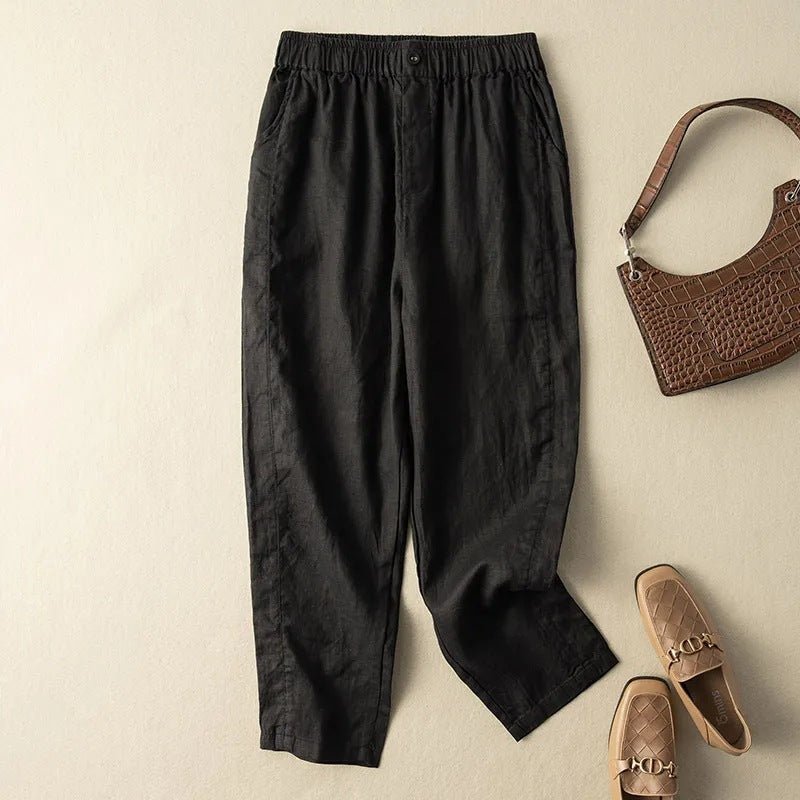 Lioren Linen Pants — Breathable Tailored Trousers with Soft Comfort (Black XS) - | Zavonix