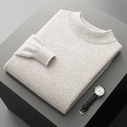 Lioren — Merino Wool Sweater with Elegant Mock Neck (Light Grey S) - | Zavonix