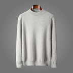 Lioren — Merino Wool Sweater with Elegant Mock Neck (Light Grey S) - | Zavonix