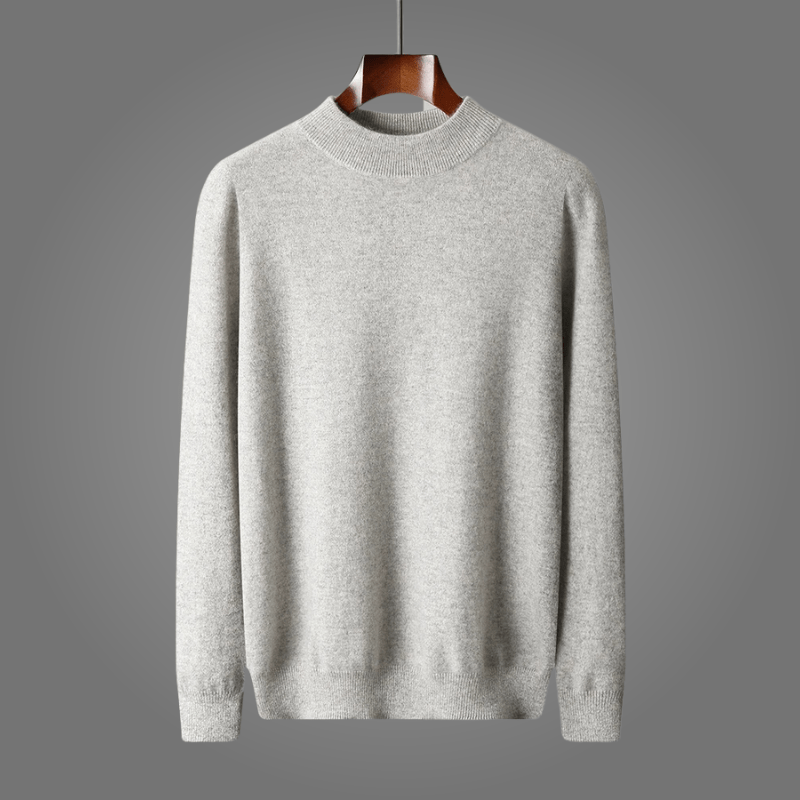 Lioren — Merino Wool Sweater with Elegant Mock Neck (Light Grey S) - | Zavonix