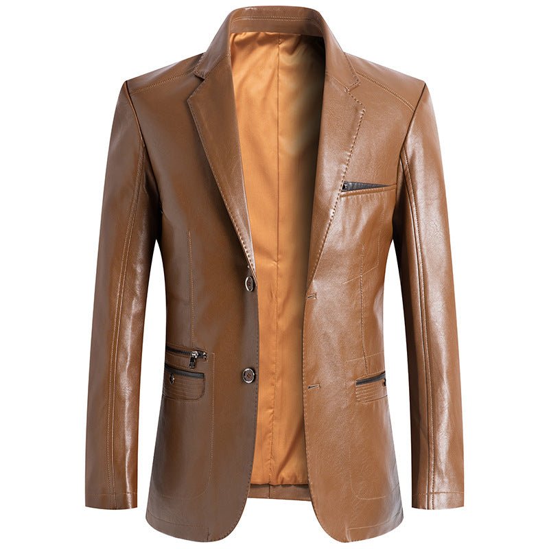 Lioren — Premium Leather Blazer with Tailored Fit and Zippered Pockets (Black S) - | Zavonix