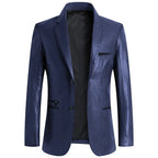 Lioren — Premium Leather Blazer with Tailored Fit and Zippered Pockets (Black S) - | Zavonix
