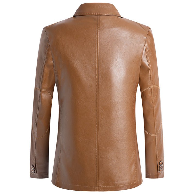 Lioren — Premium Leather Blazer with Tailored Fit and Zippered Pockets (Brown S) - | Zavonix