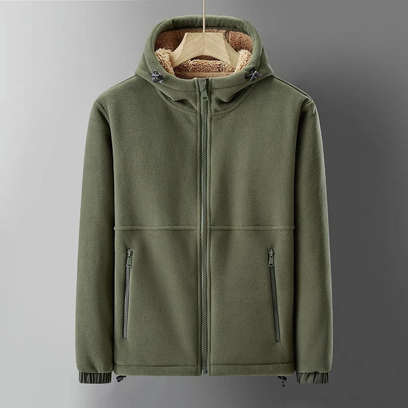 Lioro Sherpa Jacket — Warm Fleece - Lined Casual Jacket for Cold Weather (Olive Green XS) - | Zavonix