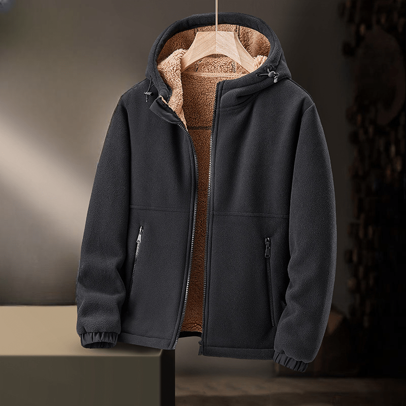 Lioro Sherpa Jacket — Warm Fleece - Lined Casual Jacket for Cold Weather (Black XS) - | Zavonix