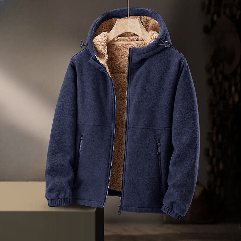Lioro Sherpa Jacket — Warm Fleece - Lined Casual Jacket for Cold Weather (Navy Blue XS) - | Zavonix