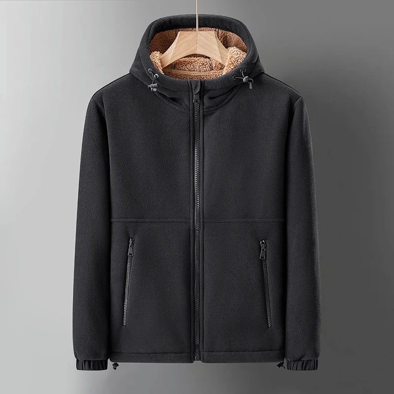 Lioro Sherpa Jacket — Warm Fleece - Lined Casual Jacket for Cold Weather (Black XS) - | Zavonix