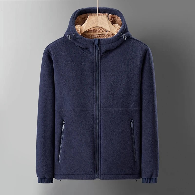 Lioro Sherpa Jacket — Warm Fleece - Lined Casual Jacket for Cold Weather (Navy Blue XS) - | Zavonix