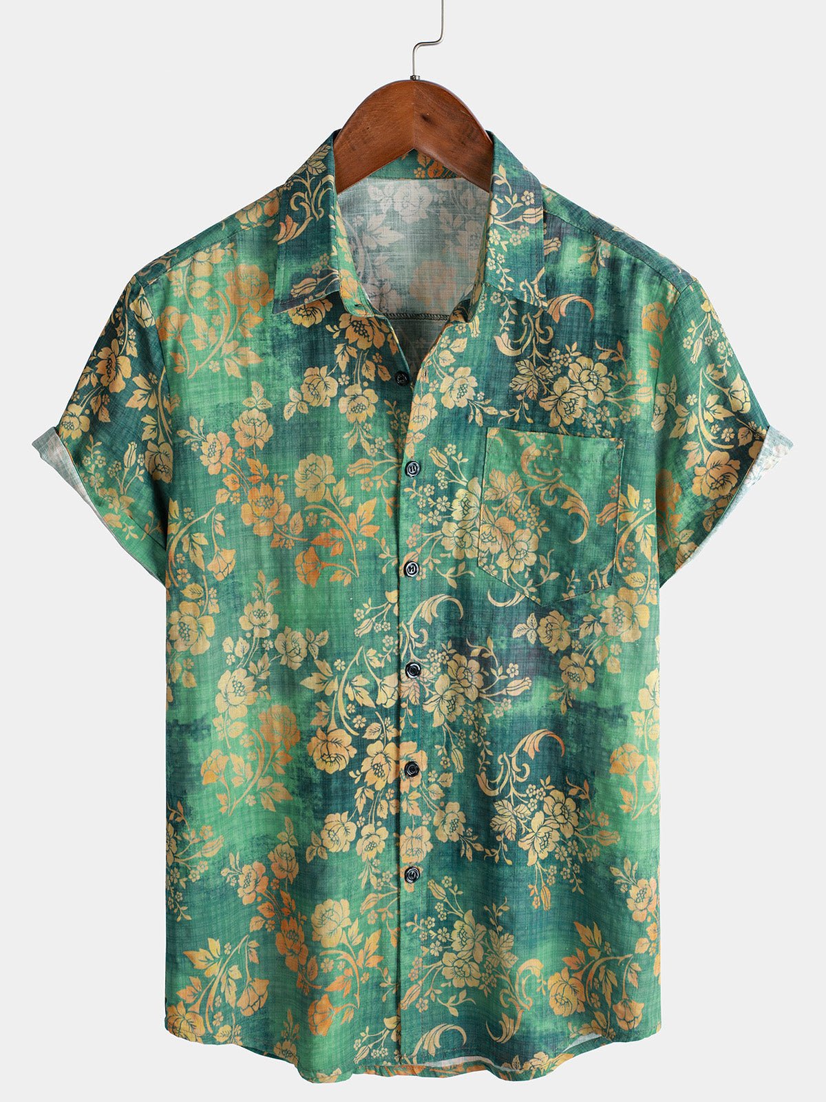 Liron — Men's Breathable Green Cotton Viscose Summer Shirt (Green S) - | Zavonix