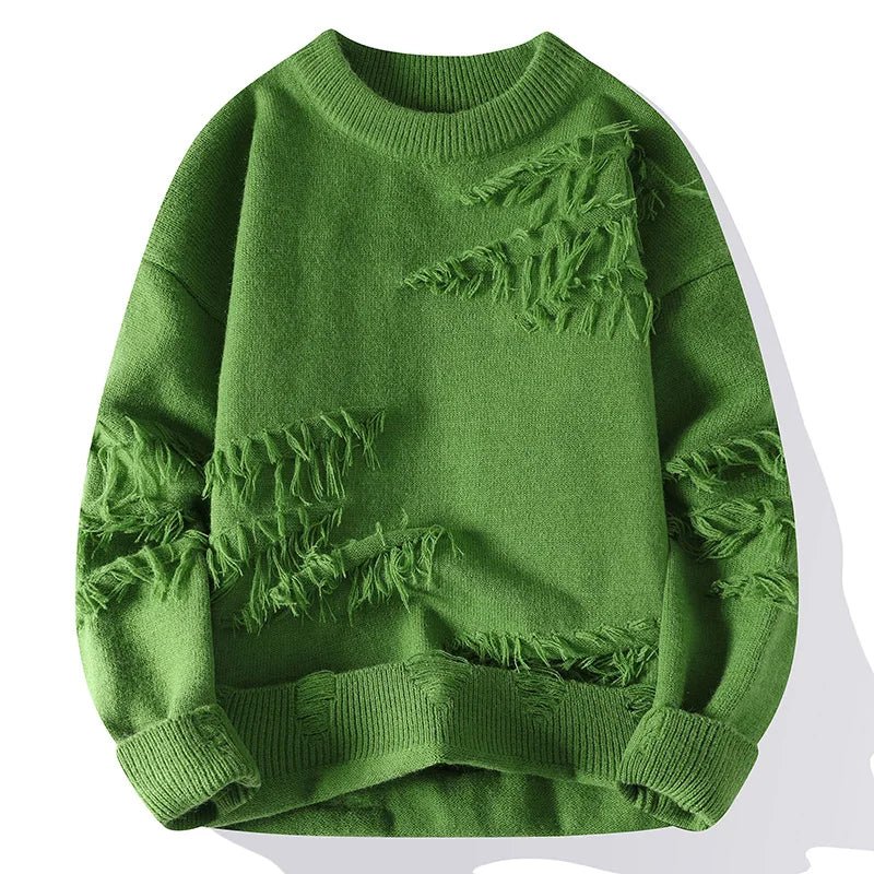 Lirren Sweater — Soft Knitwear with Deconstructed Frayed Edges (White XS) - | Zavonix