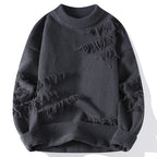 Lirren Sweater — Soft Knitwear with Deconstructed Frayed Edges (Gray XS) - | Zavonix