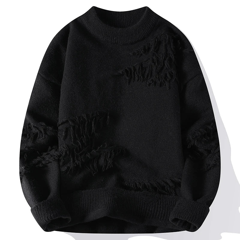 Lirren Sweater — Soft Knitwear with Deconstructed Frayed Edges (White XS) - | Zavonix