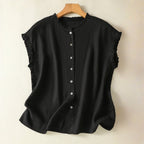 LISA LINEN BLOUSE (Black XS) - | Zavonix
