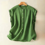LISA LINEN BLOUSE (Green XS) - | Zavonix