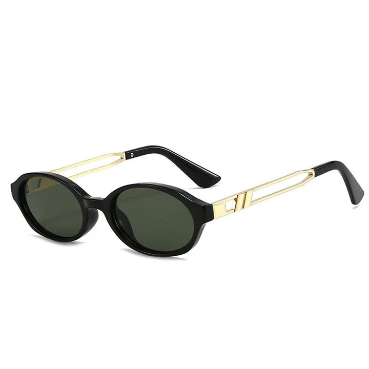 "Lolanda" Oval Sunglasses (Black // Green ) - Sunglasses | Zavonix