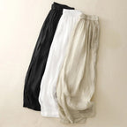 Lomara — Breathable Double - Layer Linen Pants with Gathered Ankle Hem (Black XS) - | Zavonix