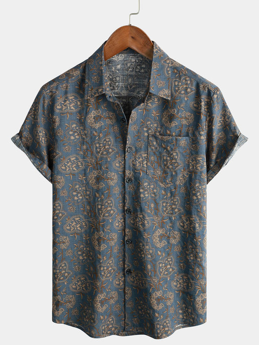 Lomara — Men's Lightweight Cotton Floral Shirt for Summer Comfort - short - Zavonix
