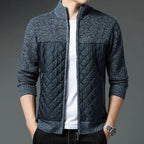 Loran Quilted Zip - Up Sweater — Insulated Wool Blend with Tailored Fit (Blue S) - | Zavonix
