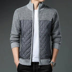 Loran Quilted Zip - Up Sweater — Insulated Wool Blend with Tailored Fit (Black S) - | Zavonix