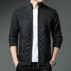 Loran Quilted Zip - Up Sweater — Insulated Wool Blend with Tailored Fit (Black S) - | Zavonix
