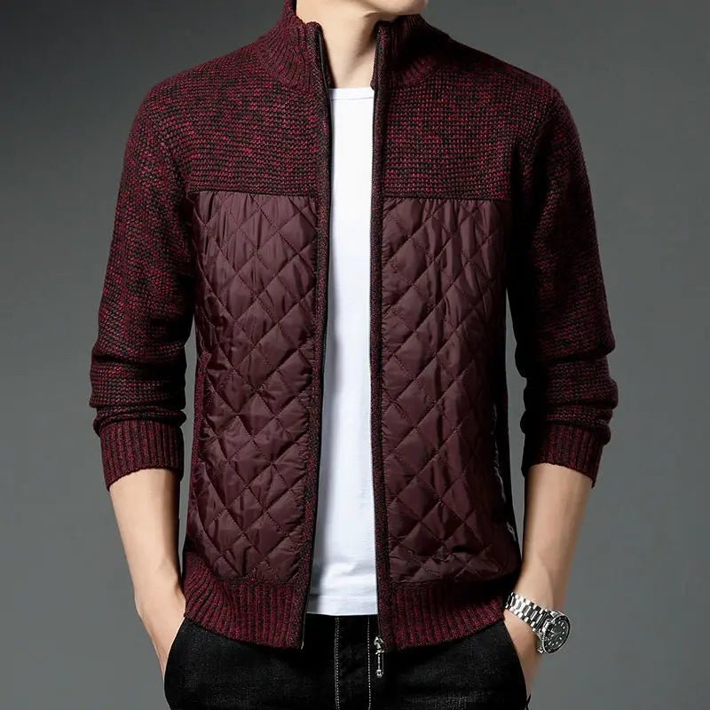 Loran Quilted Zip - Up Sweater — Insulated Wool Blend with Tailored Fit (Black S) - | Zavonix