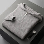 Lorian Hoodie — Premium Merino Wool Half - Zip Pullover with Relaxed Fit (Gray S) - | Zavonix
