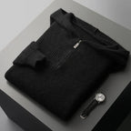 Lorian Hoodie — Premium Merino Wool Half - Zip Pullover with Relaxed Fit (Black S) - | Zavonix