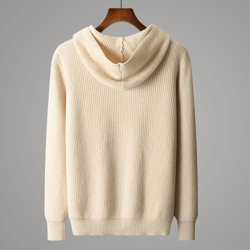 Lorian Hoodie — Premium Merino Wool Half - Zip Pullover with Relaxed Fit (Beige S) - | Zavonix