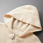 Lorian Hoodie — Premium Merino Wool Half - Zip Pullover with Relaxed Fit (Beige S) - | Zavonix