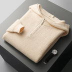 Lorian Hoodie — Premium Merino Wool Half - Zip Pullover with Relaxed Fit (Beige S) - | Zavonix