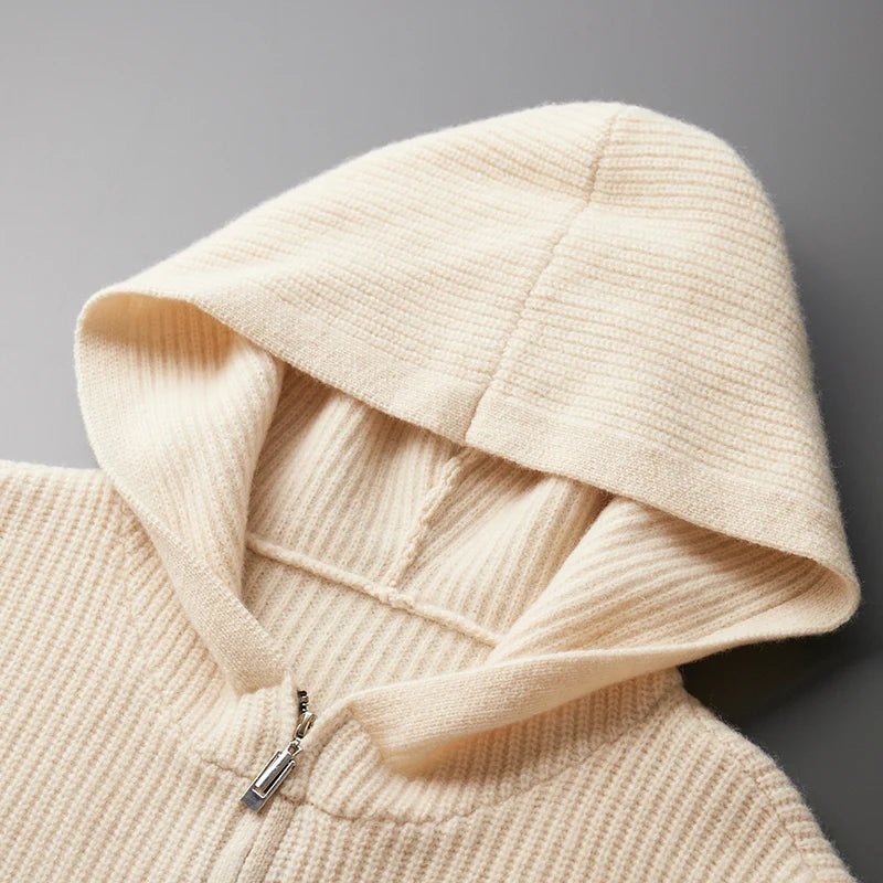 Lorian Hoodie — Premium Merino Wool Half - Zip Pullover with Relaxed Fit (Beige S) - | Zavonix
