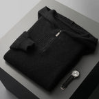Lorian Hoodie — Premium Merino Wool Half - Zip Pullover with Relaxed Fit (Black S) - | Zavonix