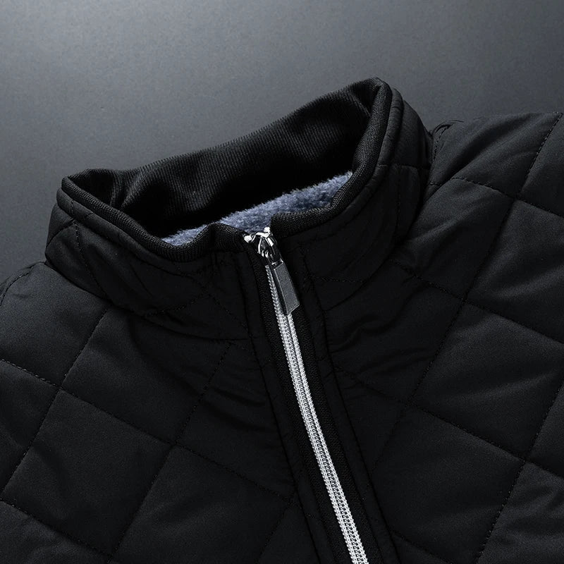 Lorian Jacket — Durable Quilted Fleece Lined Jacket with Pockets (Black S) - | Zavonix
