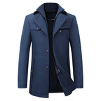 Lorkan Wool Trench Coat — Premium Warm Double - Layer Insulated Coat (Blue S) - | Zavonix