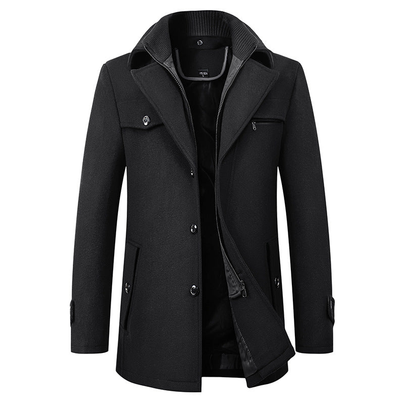 Lorkan Wool Trench Coat — Premium Warm Double - Layer Insulated Coat (Blue S) - | Zavonix