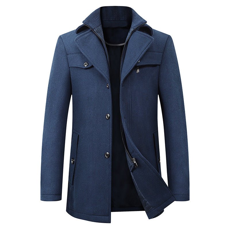 Lorkan Wool Trench Coat — Premium Warm Double - Layer Insulated Coat (Blue S) - | Zavonix